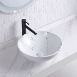 White Round Bathroom Sink Vessel Wash Basin Bathroom Vanity Sink Above Counter/Countertop Bowl Sink for Lavatory