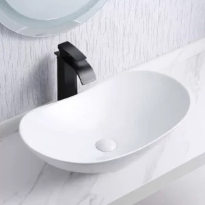 White Oval Ceramic Sink Vessel Bathroom Vanity Sink D Above Counter/Countertop Bowl Sink