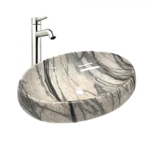 Oval Bathroom Ceramic Sink Vessel Wash Basin Bathroom Vanity Sink Above Counter/Countertop Bowl Sink for Lavatory- (Stone)