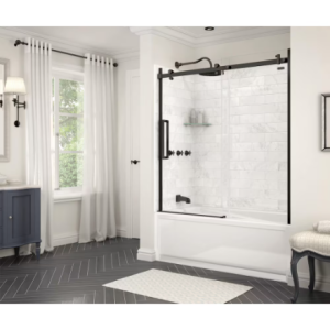 Black Frameless Sliding Shower Door for Bathtub