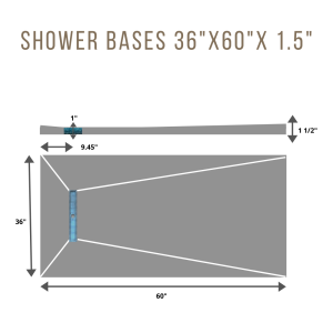 36″x60″x1.5″ XPS Pre-sloped Waterproof Shower Base