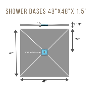 48″x48″x1.5″ XPS Pre-sloped Waterproof Shower Base