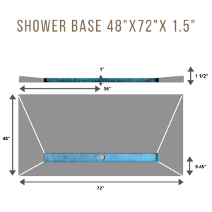 48″x72″x1.5″ XPS Pre-sloped Waterproof Shower Base