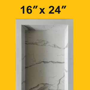 16" x 24" Statuario Single Shelf Quartz Shower Niche