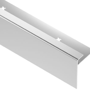 Schluter VINPRO-STEP-R Resilient Surface Stair-Nosing Profile with Elongated Reveal - Anodized Aluminum Brushed Chrome 17/64" (6.5 mm) x 8' 2-1/2"