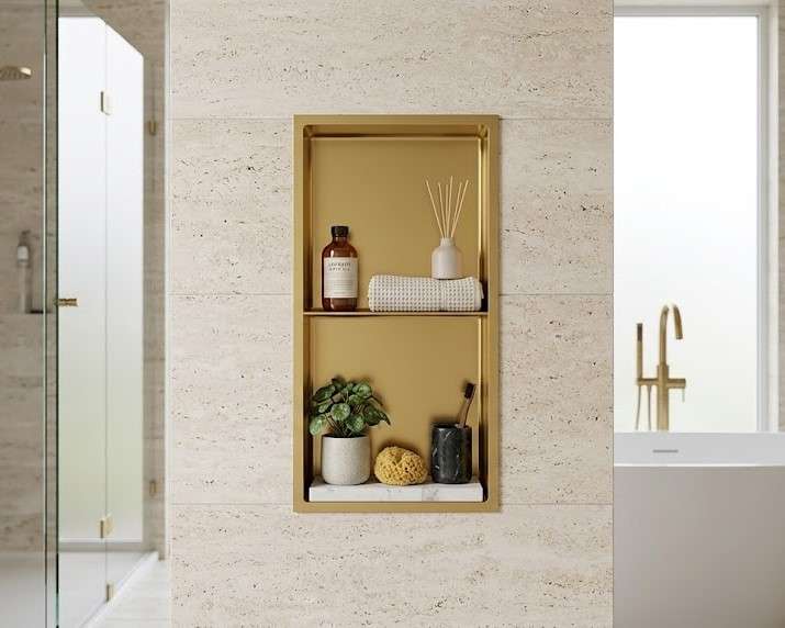 12×24 Double Niche Stainless Steel Shower Shelf - Image 4