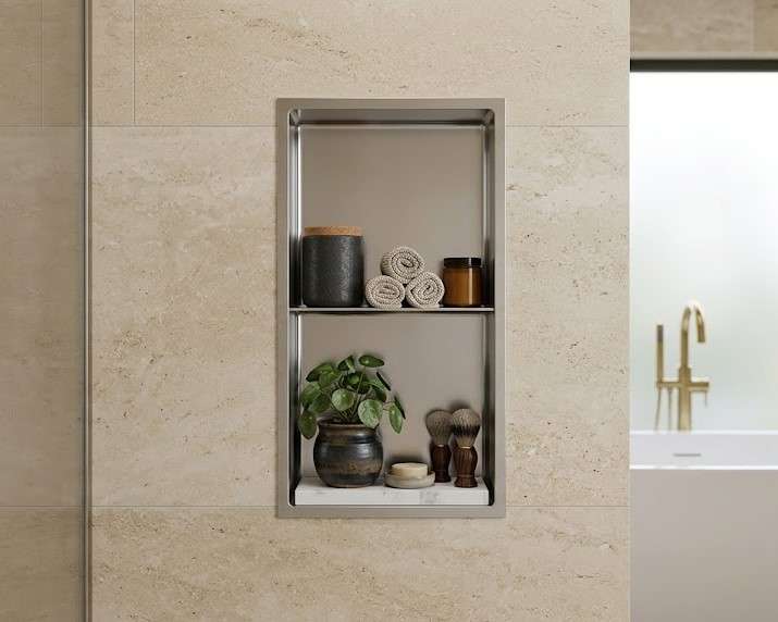 12×24 Double Niche Stainless Steel Shower Shelf - Image 6