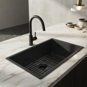 23×18 Black Nano Coated Single Bowl Kitchen Sink 2