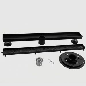 Black Linear Shower Drain 24 Inch With Base 1