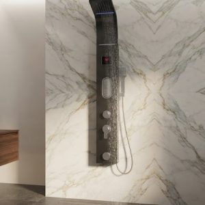 Luxury SS304 Shower Panel Tower With LED Display Black