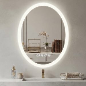 Oval Frosted Glass Bluetooth LED Mirror With 3-Color Light 2