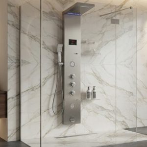 SS304 Luxury Shower Panel Tower With Digital Display silver 1