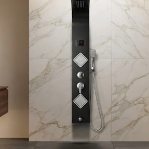 Stainless Steel Shower Panel Tower With UPC-Certified Cartridge black 1